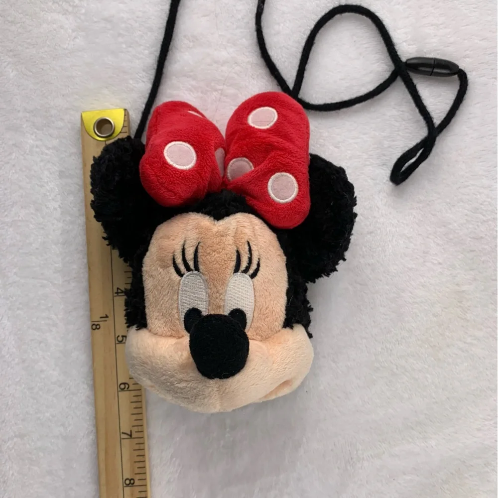 Kids Minnie‎ Mouse 6” Coin Purse Pouch Plush Face Crossbody Disney Parks